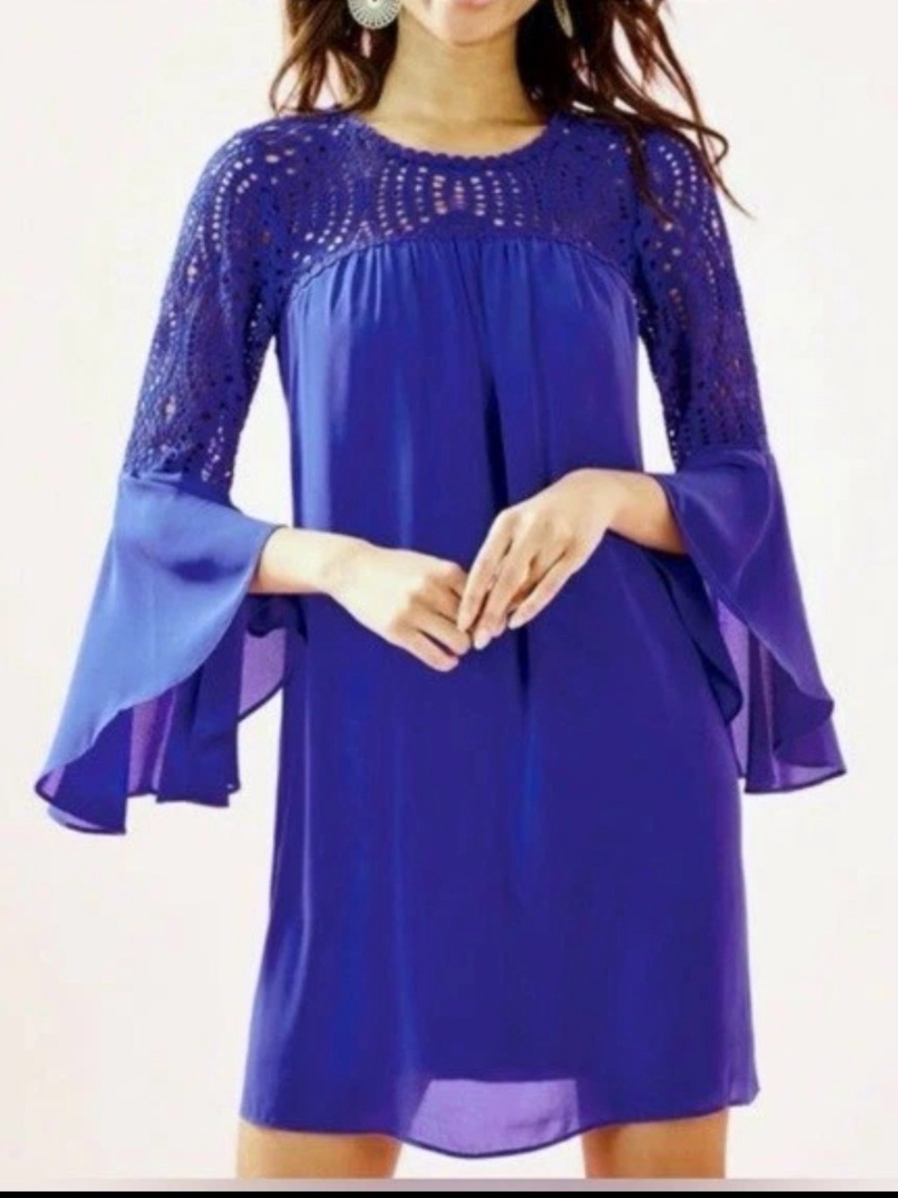 Lilly Pulitzer Royal Blue Amenna Bell Sleeve Dress New Size 0